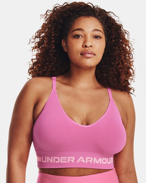 Women's UA Seamless Low Long Sports Bra, Pink, pdpMainDesktop image number 4